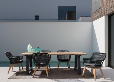 Кресло плетеное с подушкой Garden Relax Madison тик, алюминий, искусственный ротанг, олефин натуральный, черный, серый Фото 6
