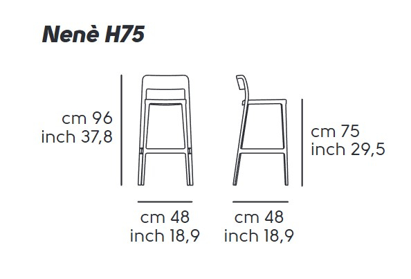 Стул барный пластиковый Nene H75 PP