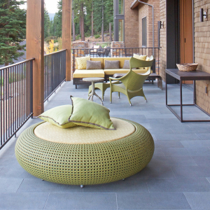 Подставка для ног плетеная JANUS et Cie Amari алюминий, искусственный ротанг бамбуковый зеленый Фото 20