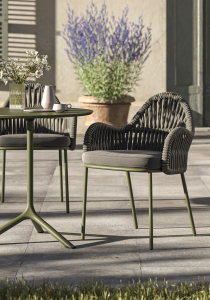 Кресло плетеное с подушкой Scab Design Malvasia Riviera сталь, роуп, акрил оливковый, графит Фото 19