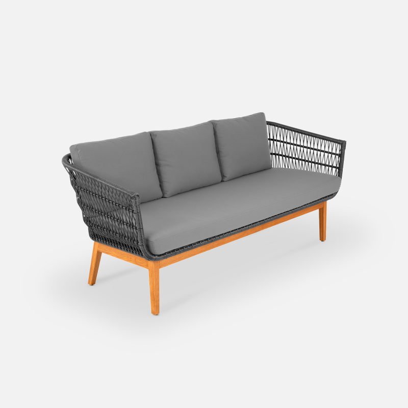 Диван трехместный плетеный с подушками Letto