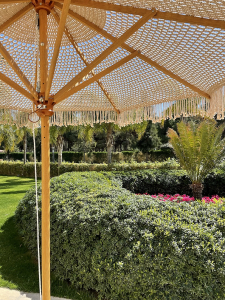Зонт профессиональный Ø2.5 м Scolaro Palladio Boho дерево ироко, полиэфирный шнур натуральный, слоновая кость Фото 23