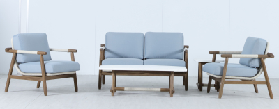 Диван деревянный двухместный Tagliamento Apoyo акация, роуп, олефин грецкий орех, голубой Фото 12