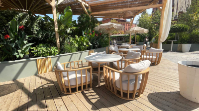 Кресло деревянное с подушками Tagliamento Woodland эвкалипт, олефин натуральный, бежевый Фото 67