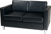Диван прямой двухместный Профдиван Симпл дерево, металл, кожа черный Фото 1