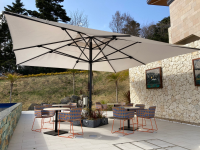 Зонт профессиональный телескопический 4х4 м Scolaro Capri Dark алюминий, акрил антрацит, слоновая кость Фото 17