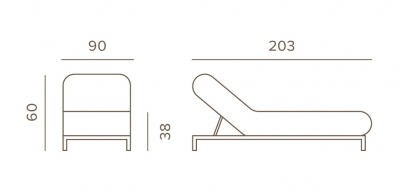 Шезлонг-лежак мягкий Grattoni Bite  алюминий, ткань sunbrella белый, светло-серый Фото 2