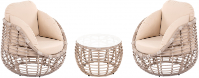 Комплект плетеной мебели ReeHouse Lotus алюминий, искусственный ротанг, олефин, стекло ирбис, бежевый, белый сатин Фото 1