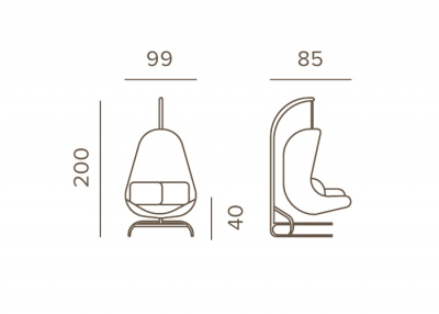 Кресло подвесное плетеное Grattoni Leaf алюминий, роуп, олефин белый, бежевый Фото 2