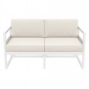 Диван пластиковый двухместный с подушками Siesta Contract Mykonos стеклопластик, полиэстер белый, бежевый Фото 5
