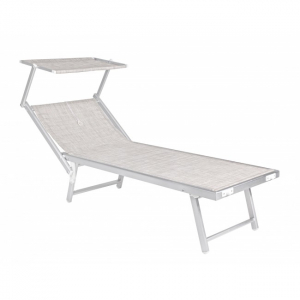 Шезлонг-лежак металлический Garden Relax Ocean алюминий/текстилен серый Фото 2