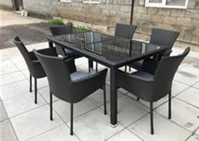 Комплект плетеной мебели Afina T246A/AFM-170 Black 6Pcs искусственный ротанг, сталь черный Фото 1