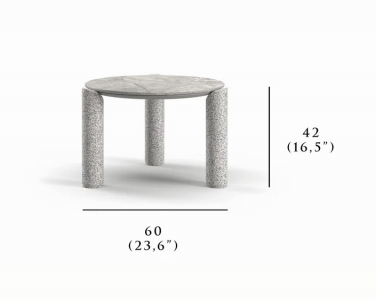 Столик кофейный каменный SNOC Lorvain Silver M песчаник, алюминий, камень серебряный, светло-серый Фото 2