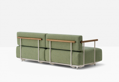 Диван двухместный с подлокотниками PEDRALI Arki-Sofa Plus алюминий, сталь, тик, ткань бежевый, зеленый Фото 8