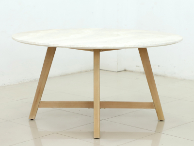 Стол каменный обеденный Tagliamento Mali Ø150 эвкалипт, искусственный камень Travertin натуральный Фото 3