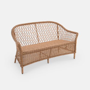 Диван двухместный плетеный с подушкой ReeHouse Nova алюминий, искусственный ротанг, олефин грецкий орех, оранжевый Фото 6