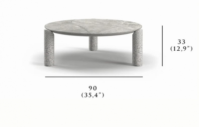 Столик кофейный каменный SNOC Lorvain Silver L песчаник, алюминий, камень серебряный, светло-серый Фото 2