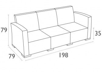 Диван пластиковый плетеный трехместный с подушками-thumbs-Фото3
