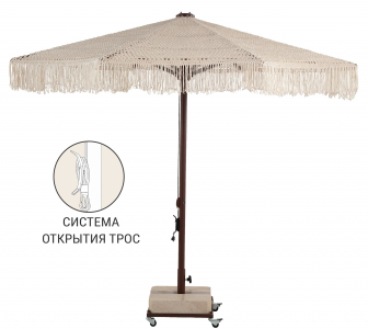 Зонт профессиональный Ø2.5 м THEUMBRELA SEMSIYE EVI Avocado Boho алюминий, полиэфирный шнур бежевый Фото 1