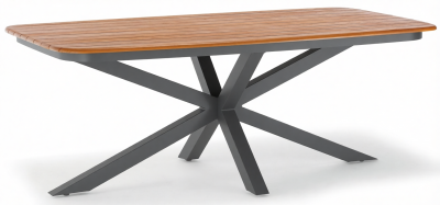 Стол деревянный обеденный Grattoni Cross алюминий, тик антрацит, натуральный Фото 4