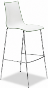 Стул барный пластиковый Scab Design Zebra Bicolore сталь, полимер хром, белый, зеленый шалфей Фото 1
