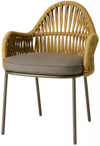 Кресло плетеное с подушкой Scab Design Malvasia Riviera сталь, роуп, акрил мокко, горчичный, мокко Фото 1