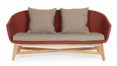 Диван плетеный с подушками Garden Relax Coachella тик, роуп, олефин натуральный, алый Фото 4