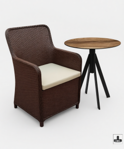 Кресло плетеное с подушками Tagliamento Barcelona алюминий, искусственный ротанг, ткань светло-коричневый, бежевый Фото 5