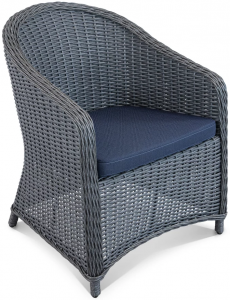 Кресло плетеное с подушкой ReeHouse Primo алюминий, искусственный ротанг, олефин млечный путь, темно-синий Фото 1