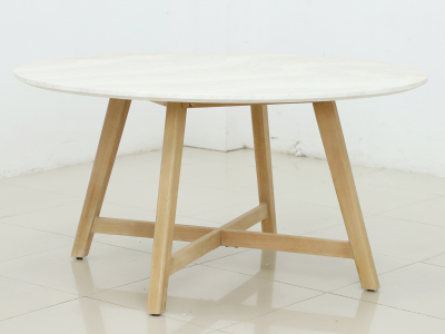 Стол каменный обеденный Tagliamento Mali Ø150 эвкалипт, искусственный камень Travertin натуральный Фото 4