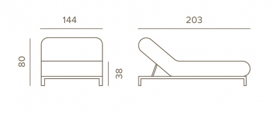 Лаунж-лежак двухместный Grattoni Bite алюминий, ткань sunbrella белый, светло-серый Фото 2