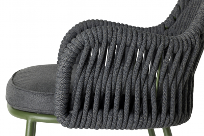 Кресло плетеное с подушкой Scab Design Malvasia Riviera сталь, роуп, акрил оливковый, графит Фото 12