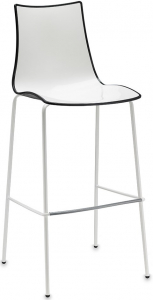 Стул барный пластиковый Scab Design Zebra Bicolore сталь, полимер белый, антрацит Фото 1