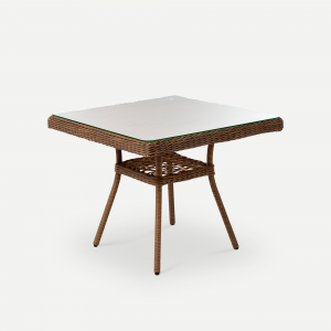 Стол плетеный обеденный ReeHouse Impero алюминий, искусственный ротанг, стекло американский орех Фото 4