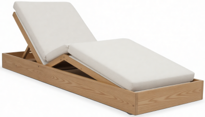 Шезлонг-лежак деревянный с матрасом Tagliamento Pangea акация, текстилен, ткань светлый тик, бежевый Фото 3