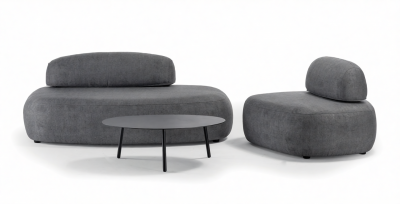 Комплект мягкой мебели Grattoni Rock алюминий, олефин черный, темно-серый Фото 8