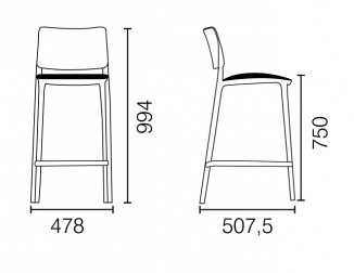 Стул барный пластиковый с обивкой-thumbs-Фото3