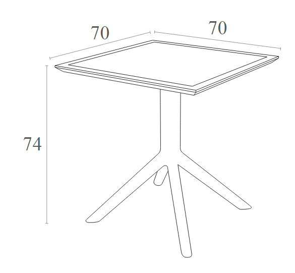 Стол пластиковый Sky Table 70, оливковый, 700х700х740 мм