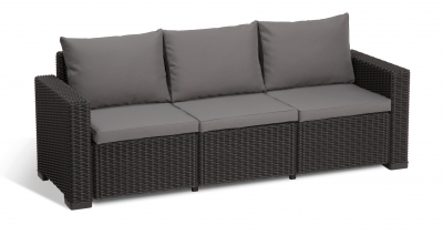 Комплект пластиковой мебели Keter California 3 seater set пластик с имитацией плетения графит, серый Фото 3