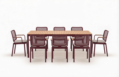 Комплект металлической мебели Tagliamento Armona алюминий, тик, акрил терракотовый, светло-бежевый, натуральный Фото 8