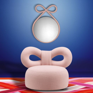 Кресло лаунж с обивкой Qeeboo Ribbon сталь, полиуретан, ткань розовый Фото 5