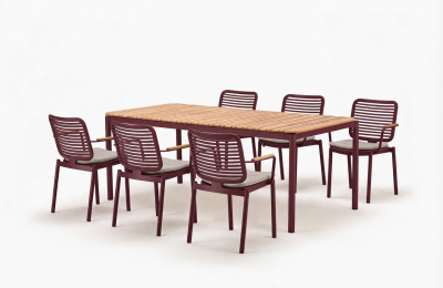 Комплект металлической мебели Tagliamento Armona алюминий, тик, акрил терракотовый, светло-бежевый, натуральный Фото 1