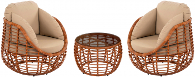 Комплект плетеной мебели ReeHouse Lotus алюминий, искусственный ротанг, олефин, стекло африканский закат, капучино, бронза Фото 1