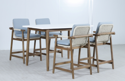 Стол каменный барный Tagliamento Apoyo акация, искусственный камень Cement грецкий орех, белый Фото 9