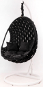 Кресло подвесное плетеное Pride Design Валио Гламур сталь, микровелюр черный Фото 1