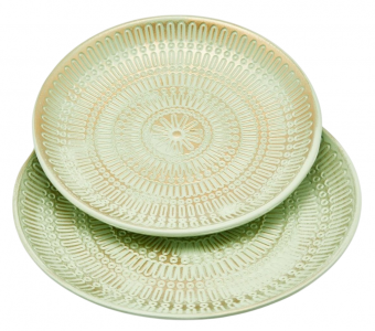 Набор из 2-х блюд Мандала EDG Decor дерево светло-зеленый Фото 1