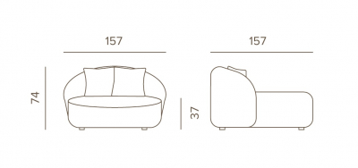 Лаунж-диван с подушками Grattoni Cosy алюминий, олефин конопляный Фото 2