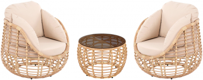 Комплект плетеной мебели ReeHouse Lotus алюминий, искусственный ротанг, олефин, стекло индийское дерево, бежевый, бронза Фото 1