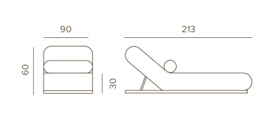 Шезлонг-лежак мягкий Grattoni Joy алюминий, ткань sunbrella антрацит, серый Фото 2