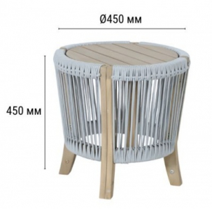 Столик деревянный кофейный Tagliamento Veneto акация, роуп, олефин светлый тик, серый Фото 2